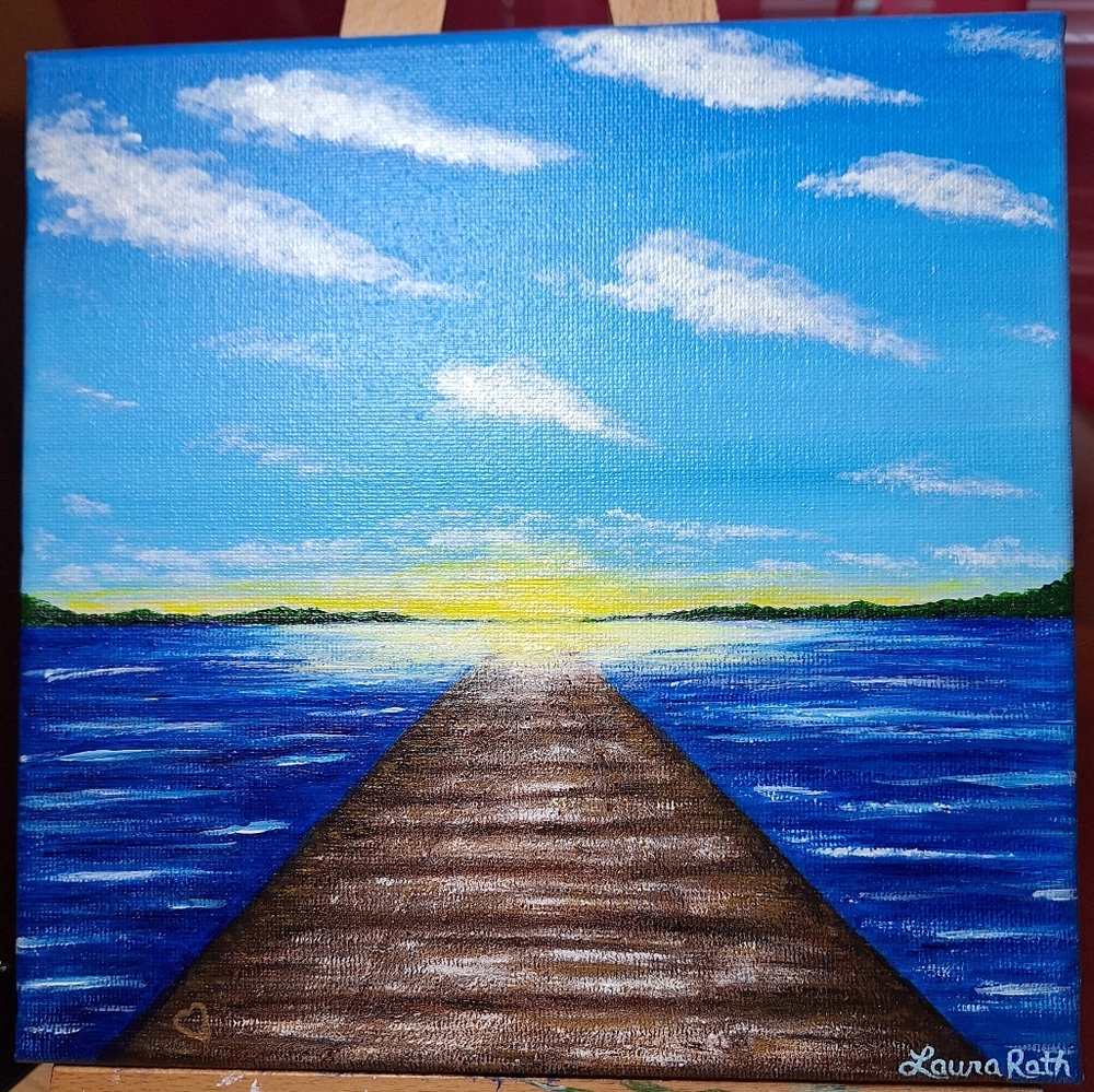 "Morning On the Lake" Hand-painted Canvas - Picture 3 of 12